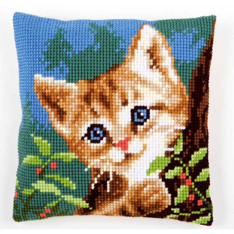 Kissa puussa -ristipistotyyny PN-0156599