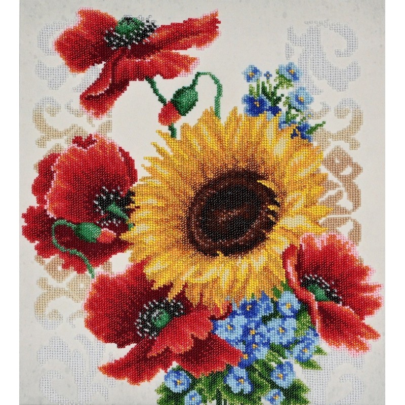 Kesäkukat-helmikirjontatyö TN-0793