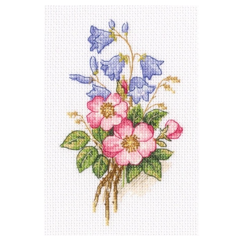 Villiruusut ja sinikellot -ristipistotyö C325