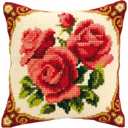 Kolme punaista ruusua -ristipistotyyny PN-0008576